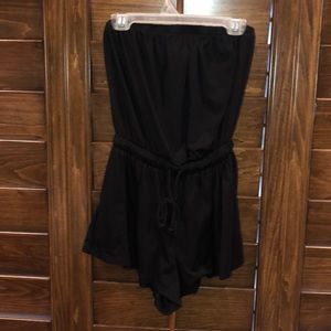 strapless black romper